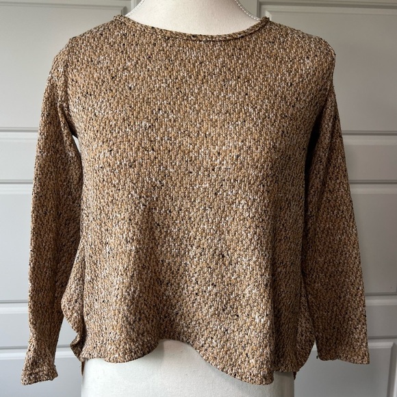 Womens Mustard Yellow Knit Open Back Top with Bow Accent Detail Medium - Picture 2 of 5